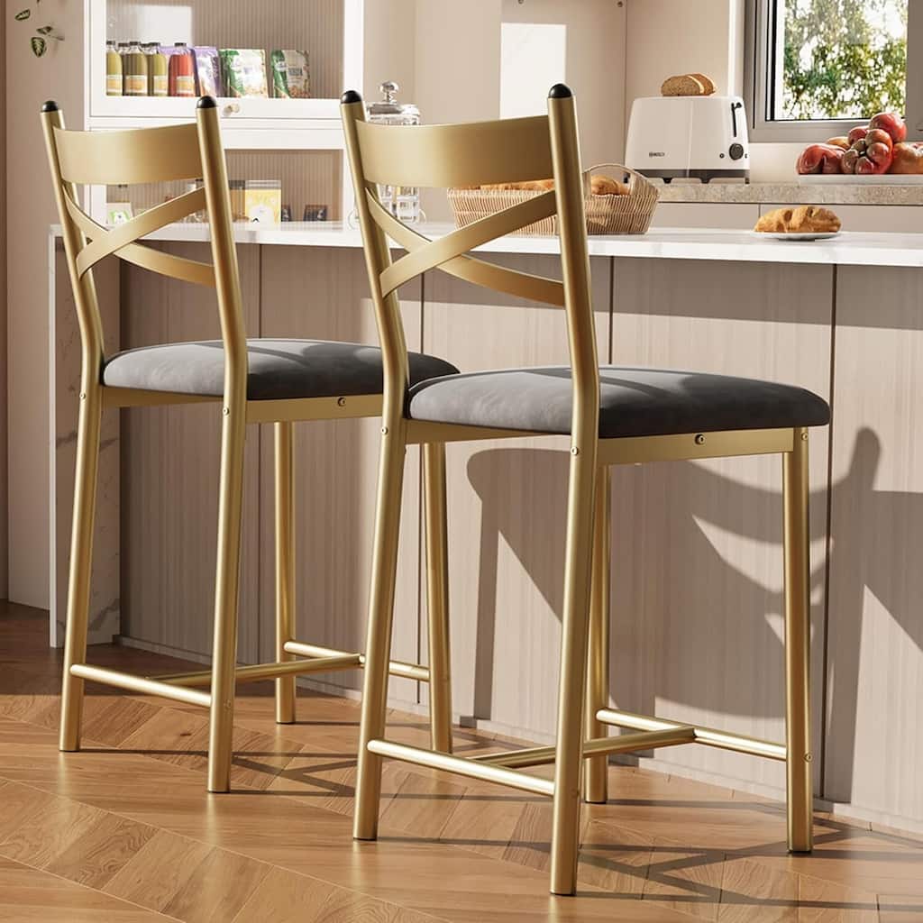Modern 26" Counte Height Bar Stools for Kitchen Island, Gold