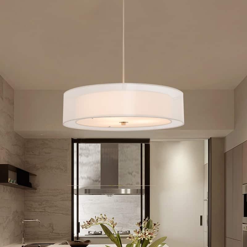 CO-Z 3-Light Antique Bronze Double Drum Pendant Chandelier