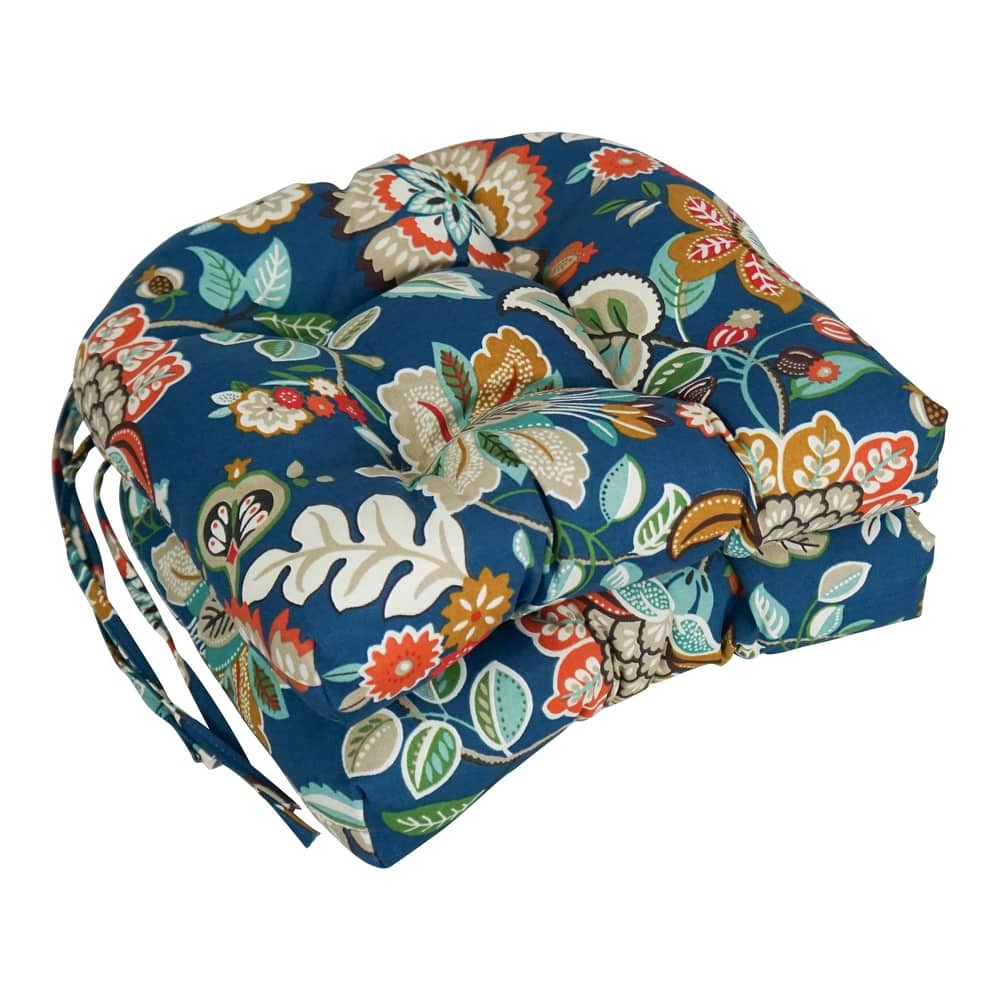 16-inch Rounded Back Tufted Indoor/ Outdoor Chair Cushions (Set of 2) - 16"