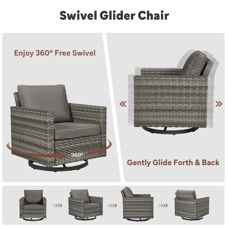 5 Pieces Fire Pit Table with Sofa Swivel Chair Set