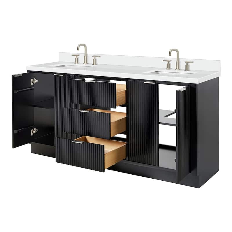 Ariel P73DWQRVO Milan 73" Free Standing Double Basin Vanity Set with