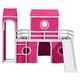 preview thumbnail 5 of 28, Playhouse Full Size Loft Bed with Slide Pink Tent and Tower,Spacious Under Bed Space for Kids