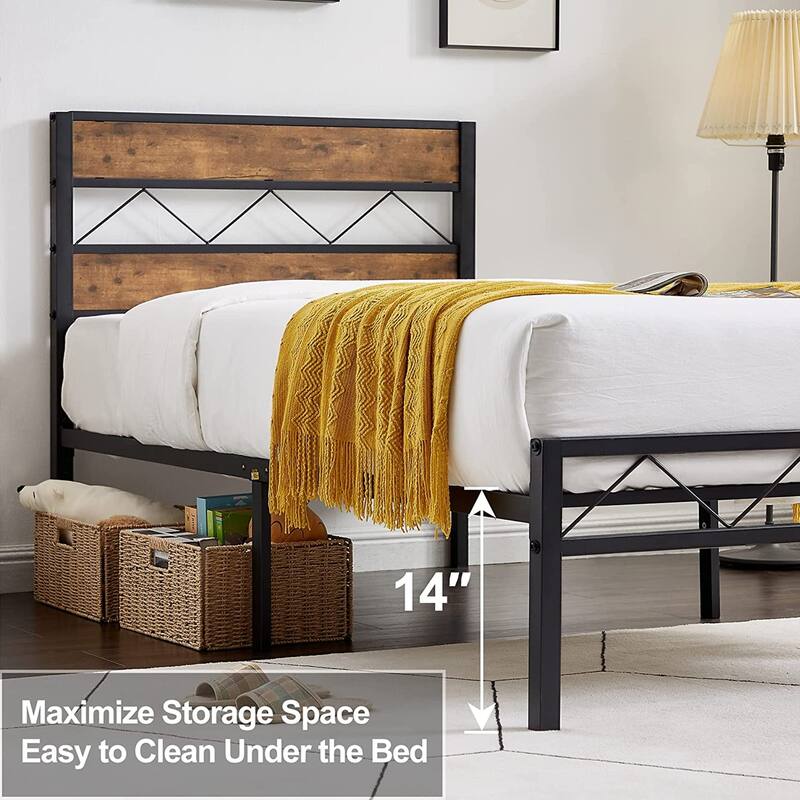 VECELO 2-Pack Heavy Duty Twin Size Metal Bed Frame No Box Spring Needed 450 lbs Capacity Ideal for Kids Apartments Dorm Rooms