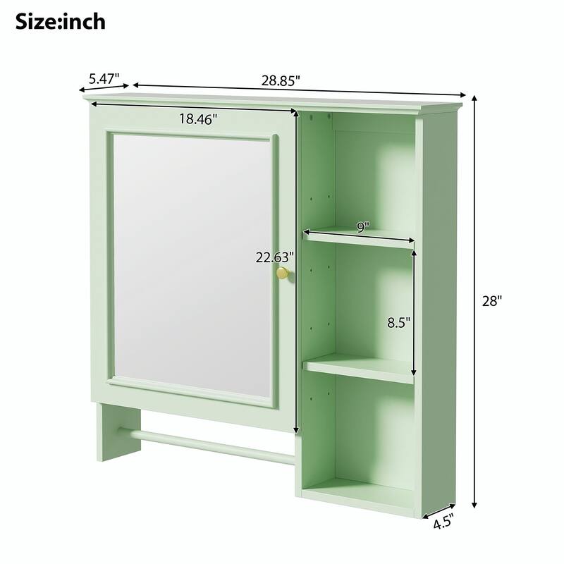 Wall-Mounted Bathroom Storage Cabinet with Large Mirror Door