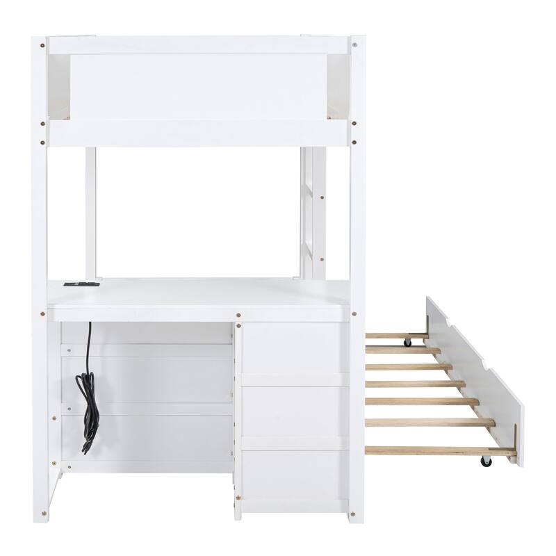 Twin Bunk Bed with Twin size Trundle