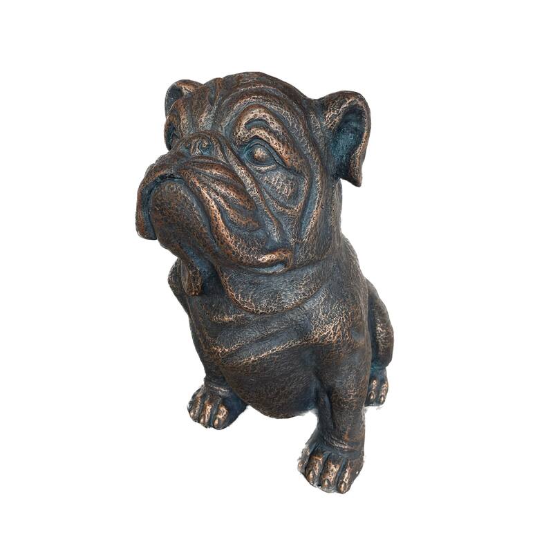 HomeRoots 16" Antiqued Bronze Bulldog Outdoor Statue
