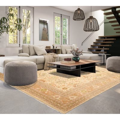 Beige Traditional 100% Wool Rug with 300 KPSI Pak Persian Area Rug - 9' 1'' x 12'
