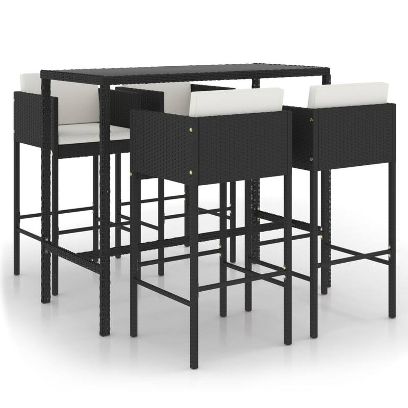 vidaXL Patio Bar Set Outdoor Bistro Set Bar Stool Bistro Table Poly Rattan