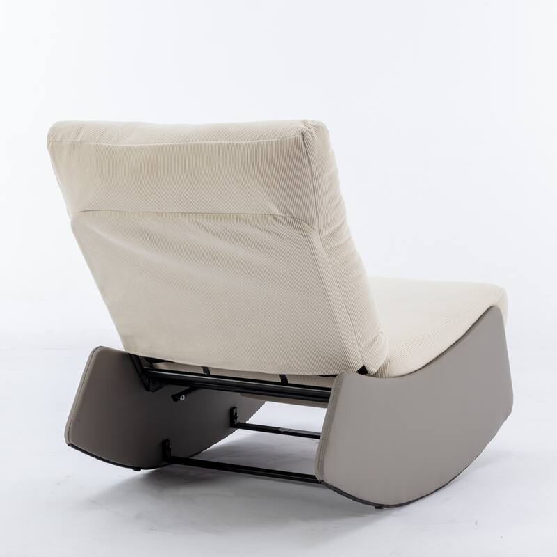 Corduroy Rocking Recliner Chair with Adjustable Back & Ottoman
