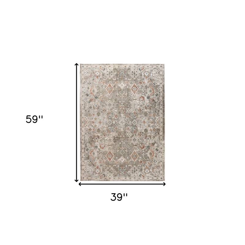 HomeRoots Medallion Transitional Rectangle Area Rug