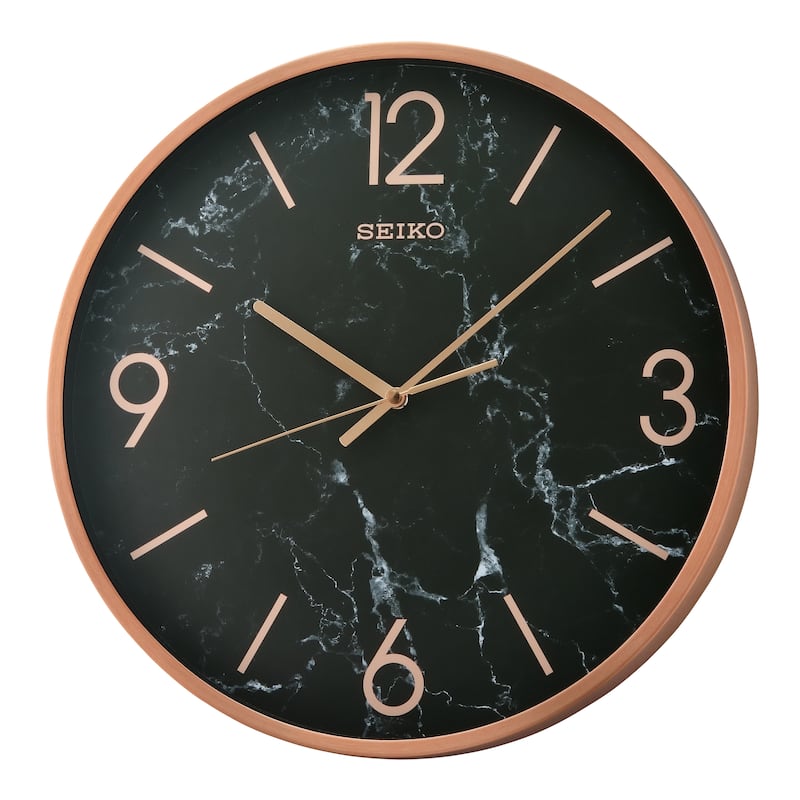 16" Wall, ROSE GOLD COLOR/BLACK MARBLE EFFECT, QUIET SWEEP, GLASS FRONT