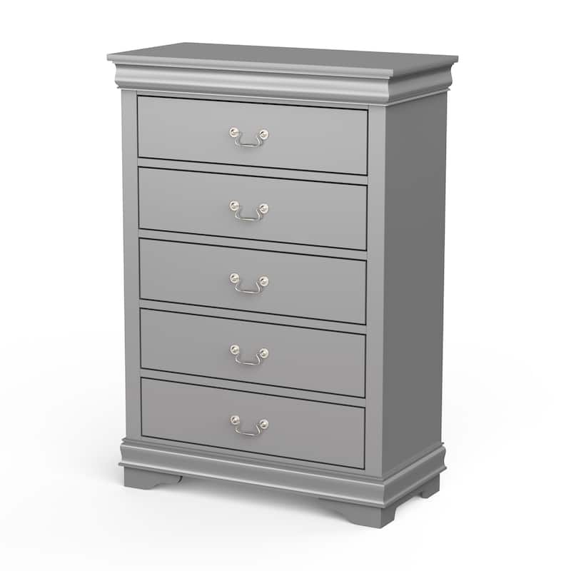 48" Tall Modern Gray Solid Wood 5-drawer Storage Chest