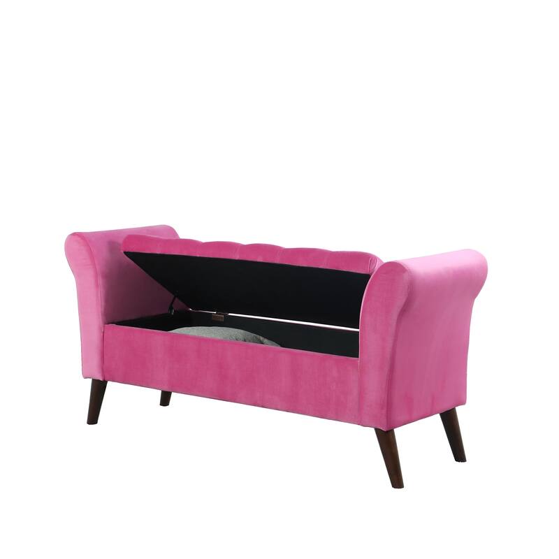 25 In. Collette Tufted Storage Bench with Armrest