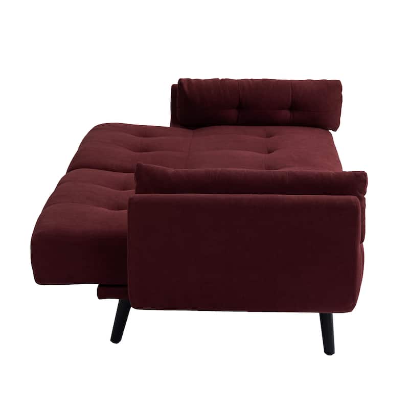 75" Convertible Sleeper Futon Sofa Bed With Adjustable Tufted Back