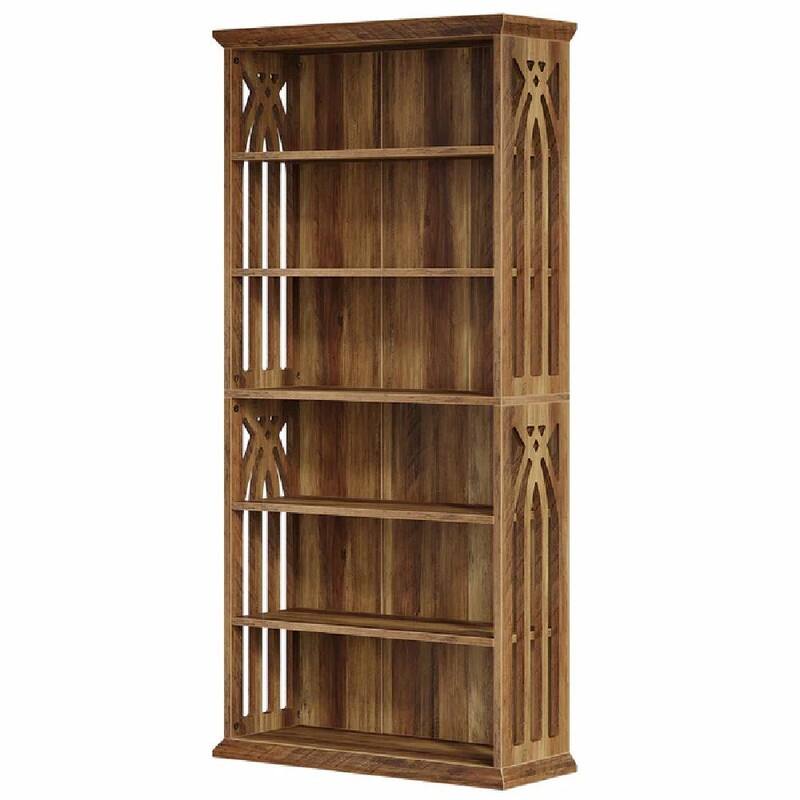 Farmhouse Storage Cabinet with Display Shelves - Spacious Bookshelf