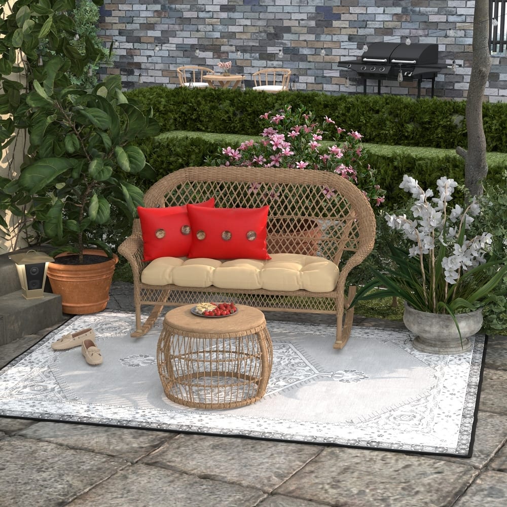 20" x 13" Outdoor Lumbar Pillow with Buttons - Set of 2 - 13'' L x 20'' W x 6'' H