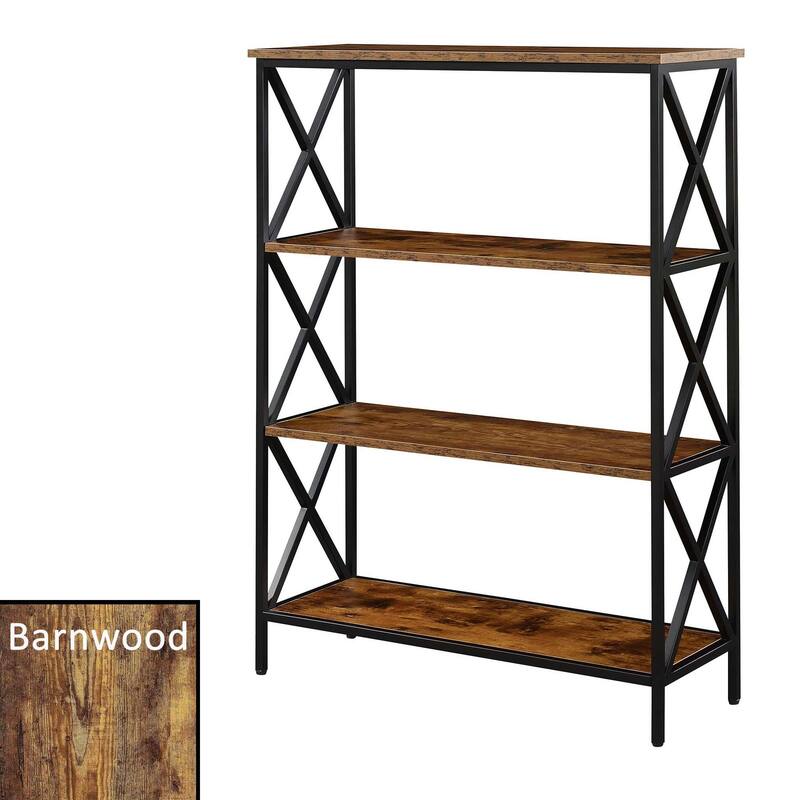 Carbon Loft Ehrlich Metal and Wood 4-Shelf Bookcase