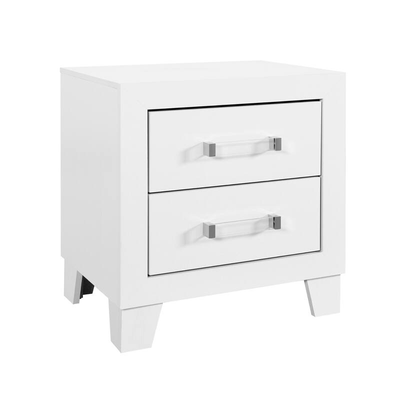 White Nightstand with Modern Acrylic Hardware