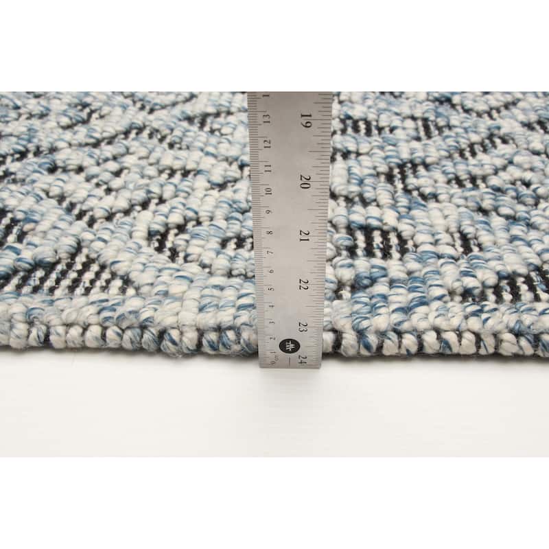 ECARPETGALLERY Braid weave Sienna Blue Wool Rug - 5'3 x 7'3