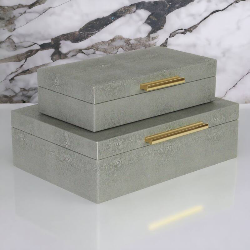 Lusan Black Vinyl Decorative Box Set - Grey Shagreen
