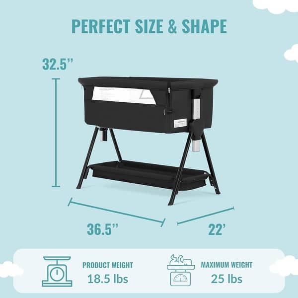 dimension image slide 1 of 2, Dream On Me Lilly Bassinet & Bedside Sleeper