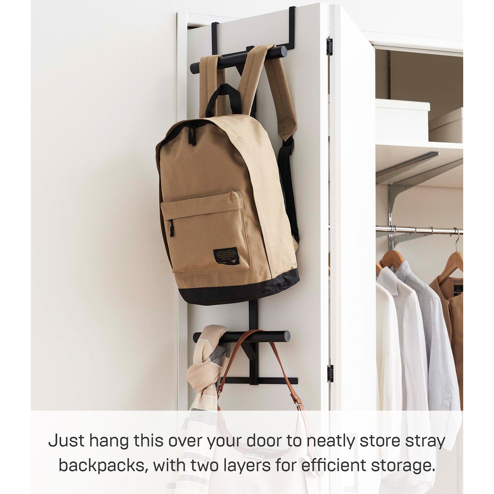 Yamazaki Home Over the Door Backpack Hanger Steel Holds 22 lbs
