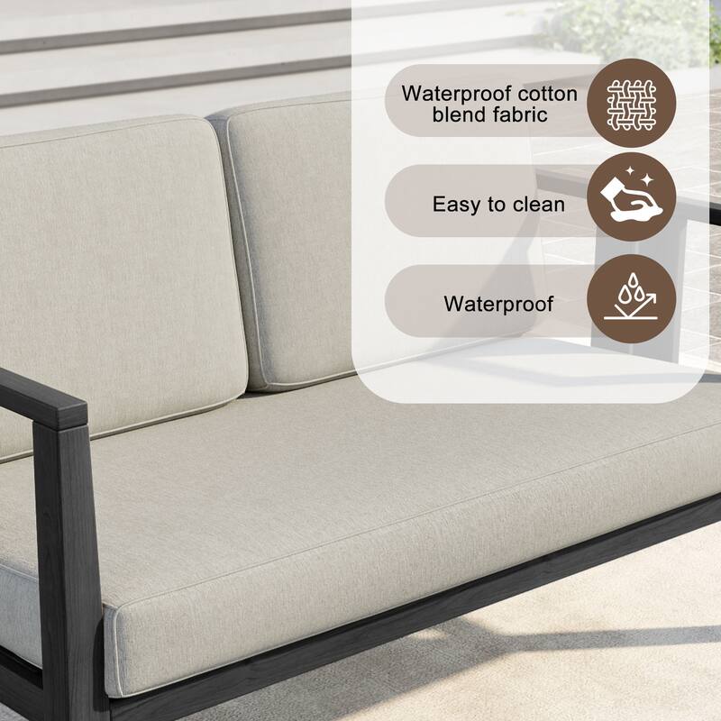 5-Piece Patio Furniture Solid Teak Outdoor Conversation Set