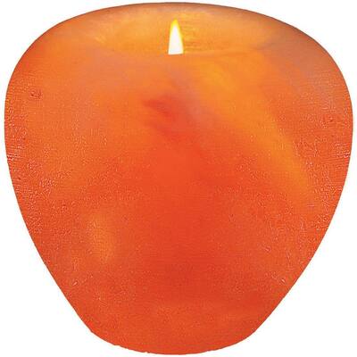 Himalayan Rock Salt Natural Crystal Apple Shaped, Soft Calm Therapeutic Candle Light - Candleholder, Dark Orange Hue