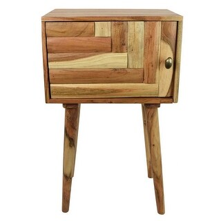 30 Inch Side End Table, 1 Cabinet Door, Square Top, Wood, Brown Finish ...