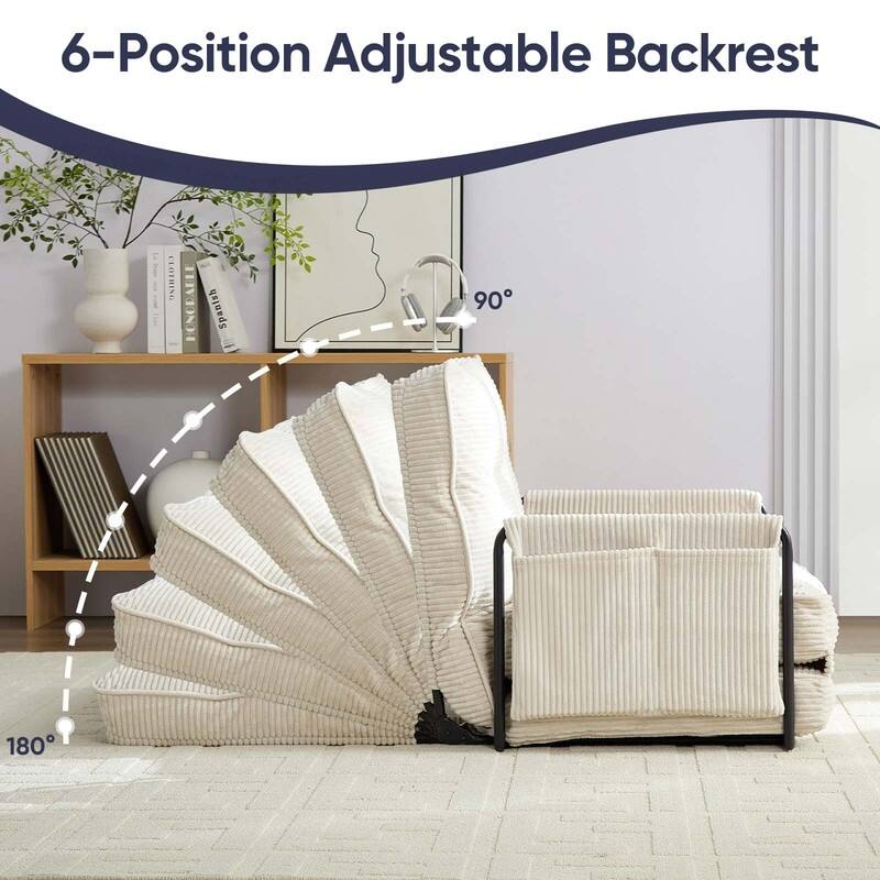 Mixoy Muti-Functional Folding Floor Sofa Bed,Lazy Sofa with Pillows,6 Position Adjustable Backrest-2+1