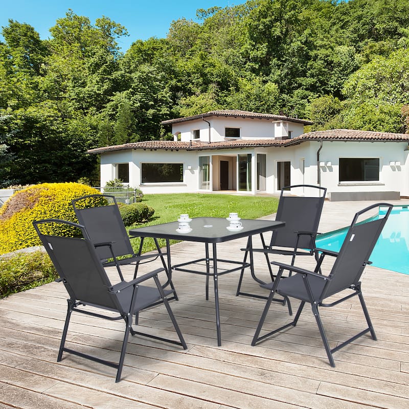 Pellebant Outdoor 5-piece Patio Dining Set with Folding Chairs