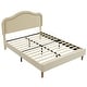 preview thumbnail 11 of 15, Beige Upholstered Platform Bed with Curve LED Headboard, Full Size