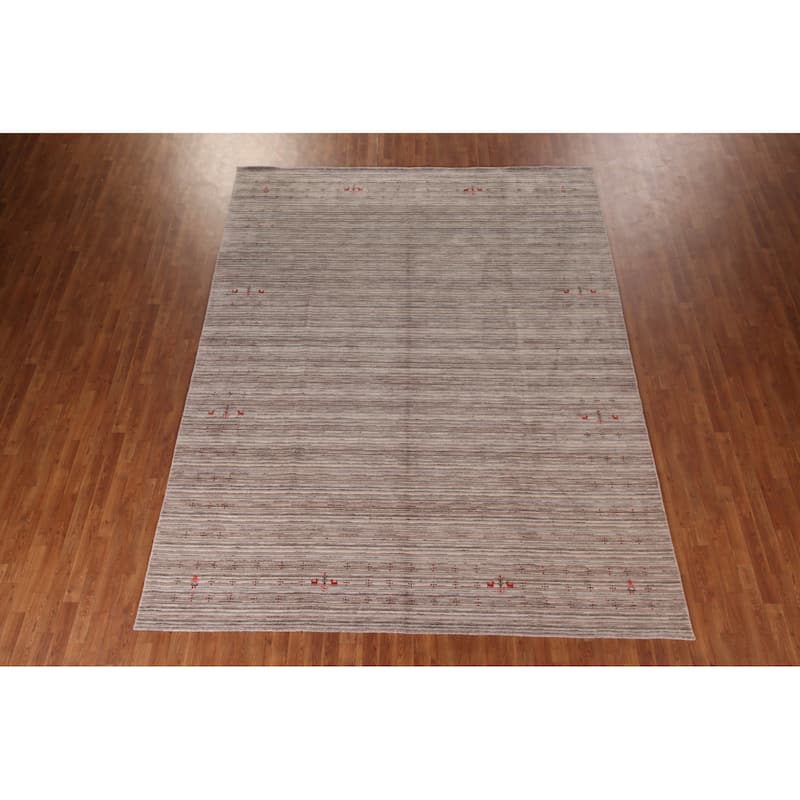 Striped Gabbeh Indian Area Rug Handmade Wool Carpet - 9'0"x 11'8"