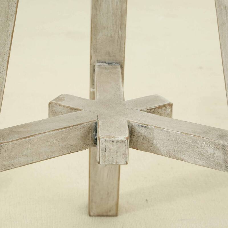 Artissance Versatile Elm Round Table With Weathered White Wash Finish, 12 Inch Diameter