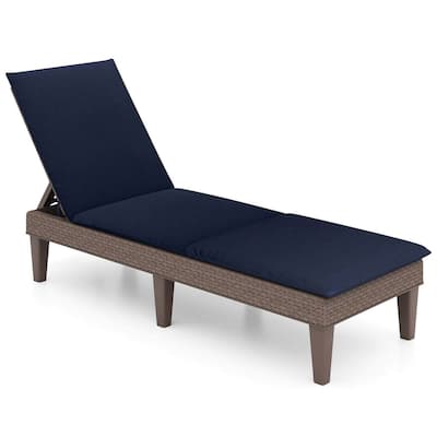 Outdoor Chaise Lounge Chair Rattan Recliner w/ Removable Cushion