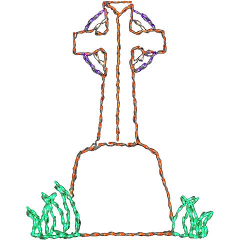 Haunted Hill Farm Halloween Indoor/Outdoor CrossTombstone LED Light (39 in. x 54 in.)