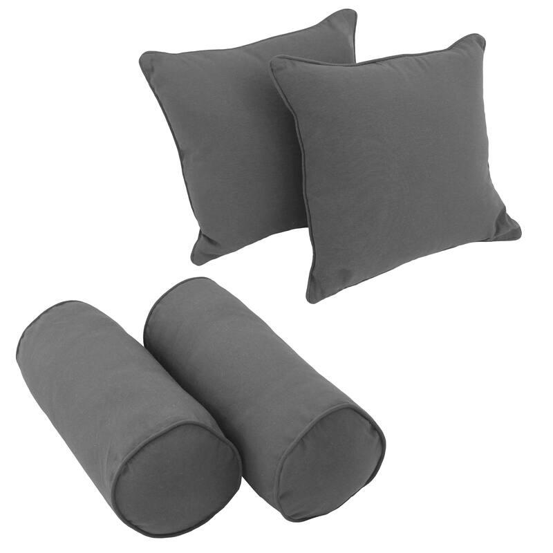 Twill 4-Piece Bolster/Throw Pillow Set - Grey