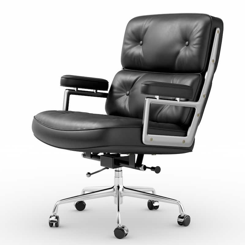 Mid-Back Ergonomic Executive Lobby Chair with Lumbar Support - N/A - Black