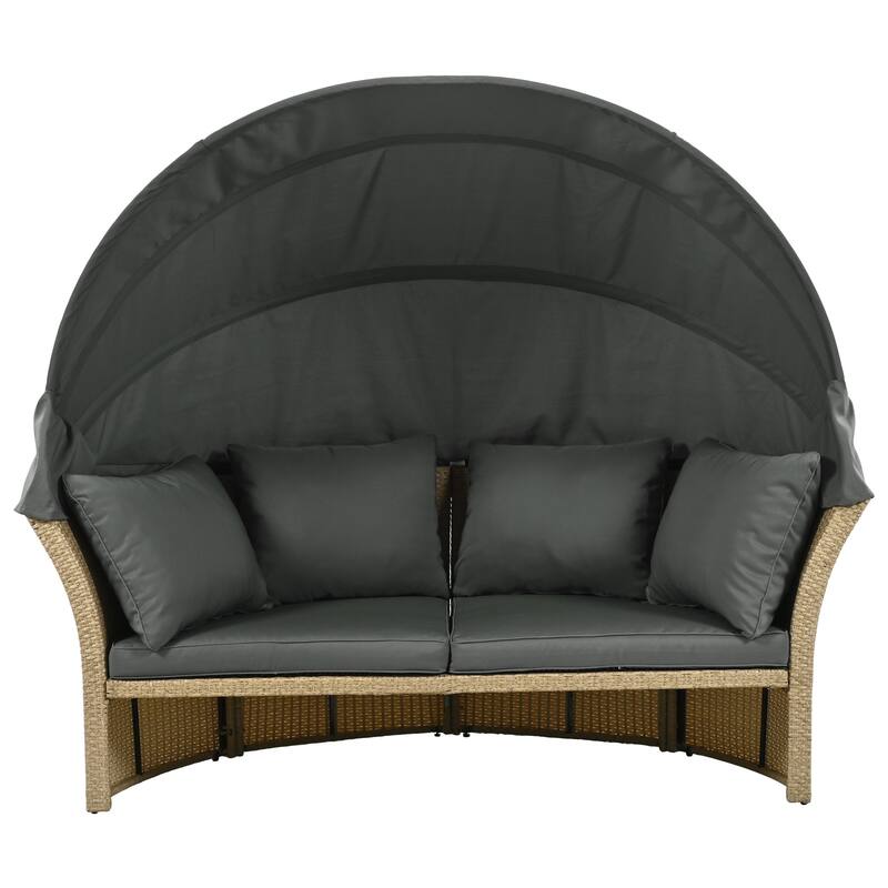 Outdoor Patio Daybed Wicker Rattan Double Daybed