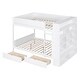 preview thumbnail 5 of 30, Functional Full over Full Solid Wood Bunk Bed Kids Bed with 2 Drawers and Multi-layer Cabinet,Safety Design