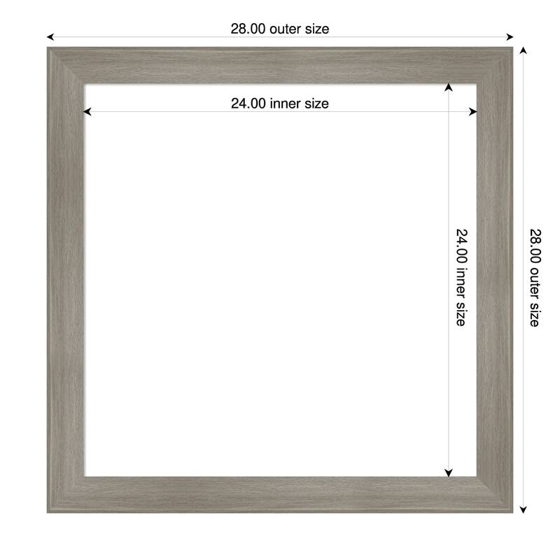 Grand Narrow Framed Dry Erase Magnetic Board - 28 x 28 in - Grand Greywash Narrow