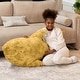 preview thumbnail 5 of 17, Raven-Symoné Finn the Shark Sea Buddy Large Kids Stuffed Animal Bean Bag and Pouf Synthetic Fur Gold