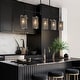 preview thumbnail 1 of 13, Tifany Modern 5-Light Black Chandelier Large Linear 45. IN Colored Glass Kitchen Island Lights - L 45.3" x W 4.3" x H 17.3"