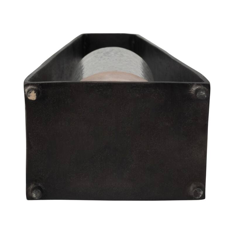 Candle Holder - Black Metal Glass Pillar Hurricane