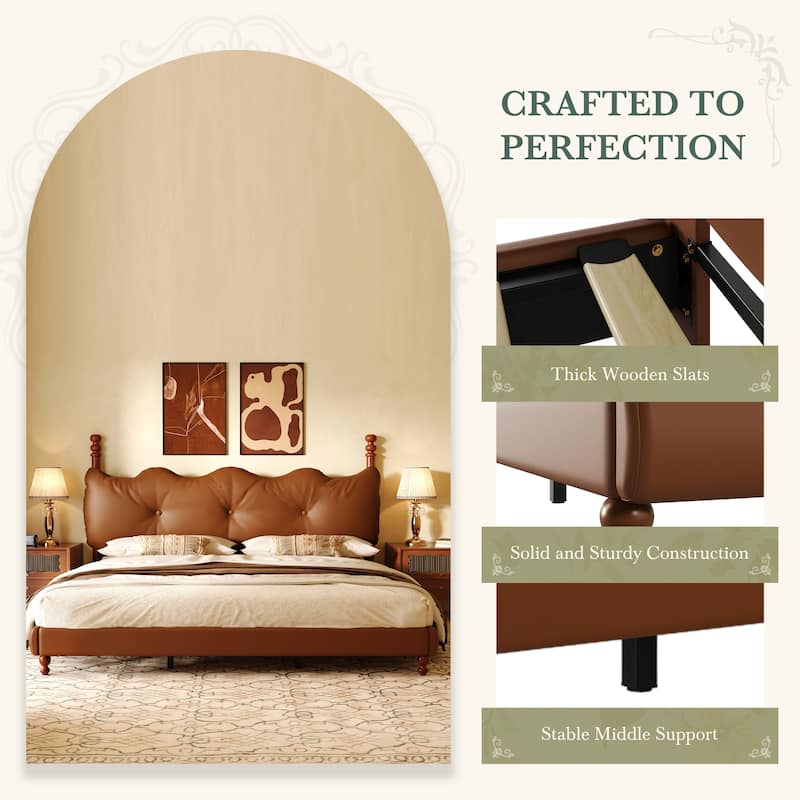 Calka Luxury Upholstered PU Leather Bed by Christopher Knight Home