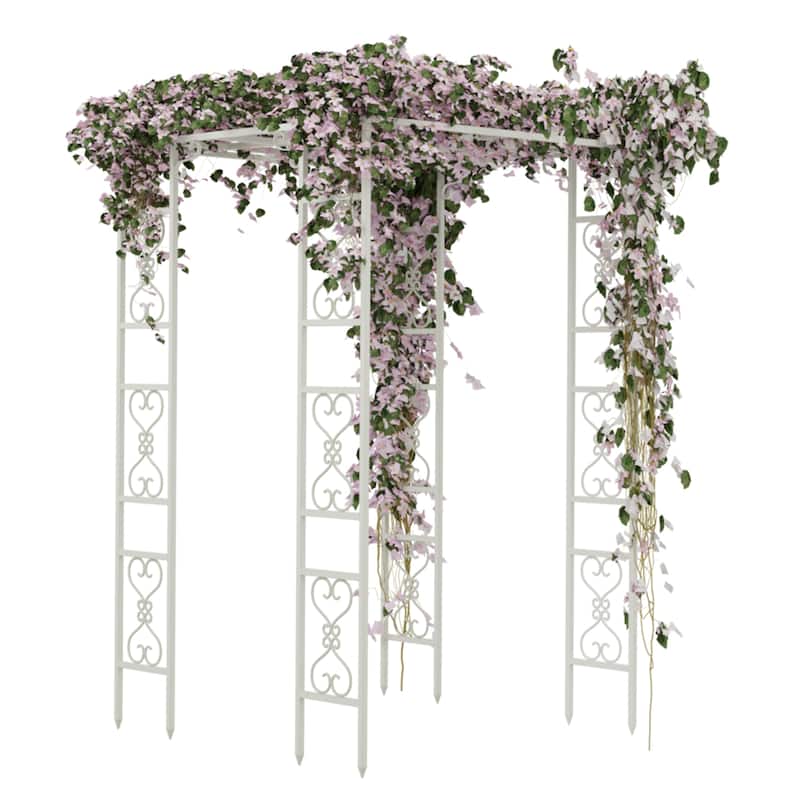 Metal Wedding Ceremony Stand Garden Plant Arbor Trellis Gazebo with Removable Cover