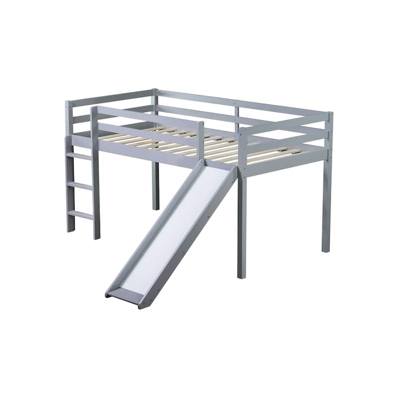 Twin Loft Bed with Slide and Playful Low-Profile Design (250lb Capacity)
