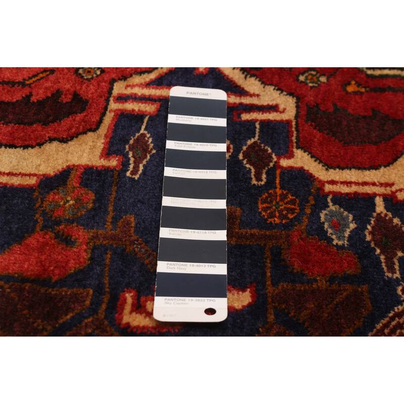 Teimani Navy, Red Rug 3'8" x 6'2" - 3'8 x 6'2