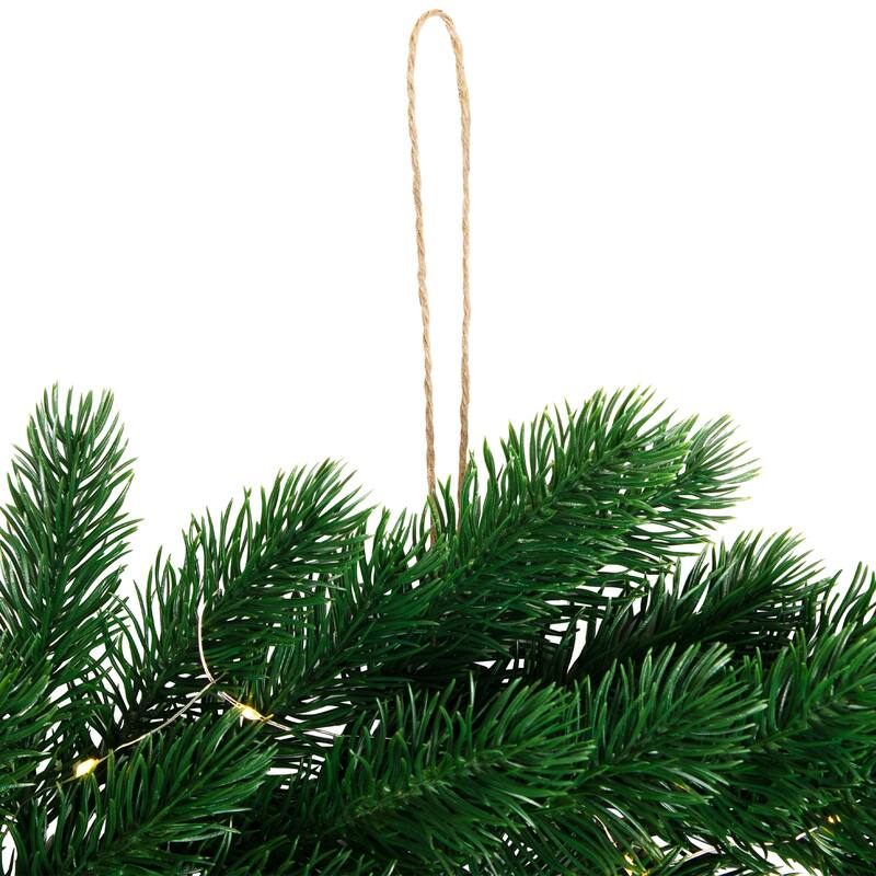 Pre-Lit Battery Operated Lush Pine Artificial Christmas Wreath - 24" - Clear Lights