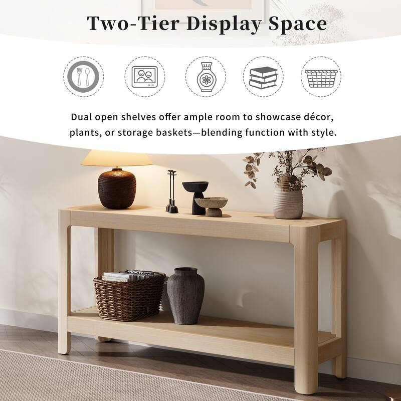 59 Inch Modern Console Table with Premium Wood Veneer